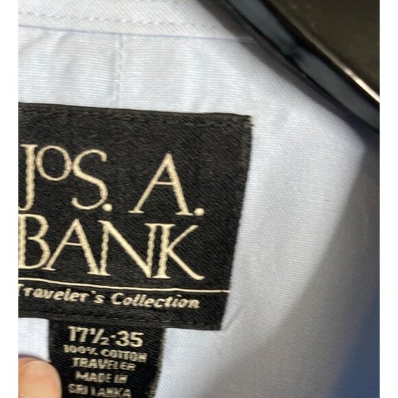 JOS A. BANK TRAVELER'S COLLECTION MEN'S LIGHT BLUE DRESS SHIRT SZ 17.5 - Picture 5 of 6